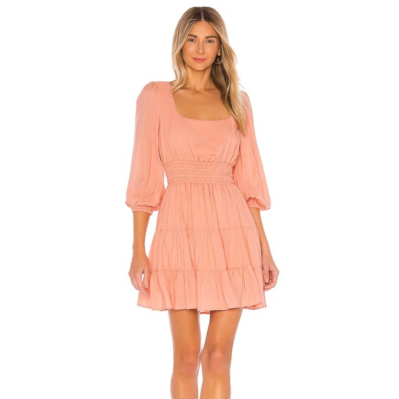 Line & Dot Sorbet Baby Doll Dress in Coral - Picture 1 of 7